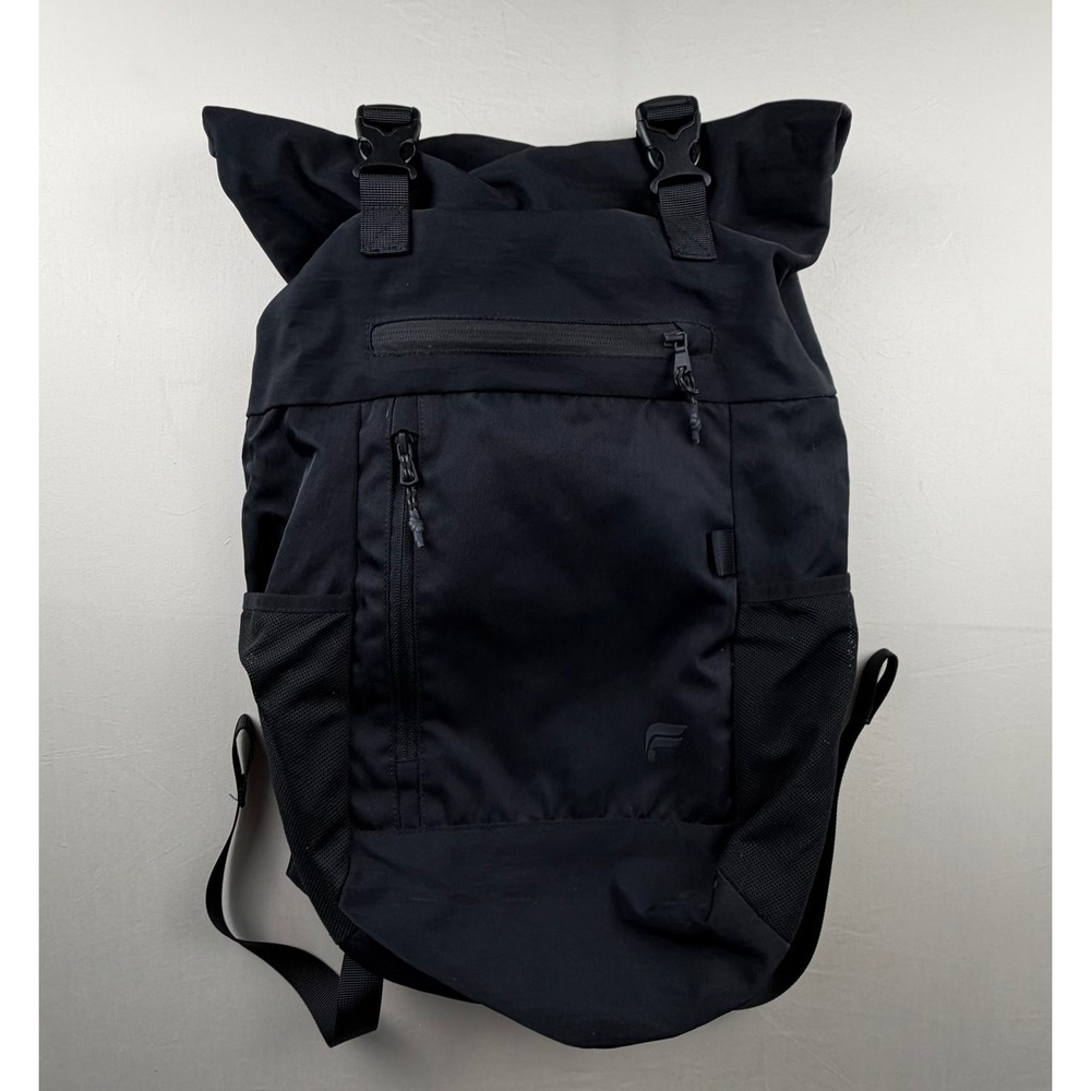 Fabletics Backpack Roll Top Training Bag Black Unisex Large Pockets Activewear